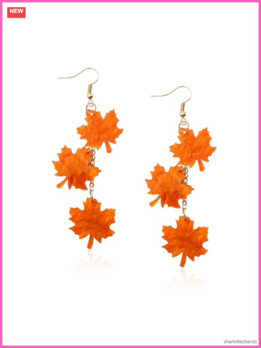 Orange Maple Leaf Tassel Dangle Earrings Women Autumn Boho Lightweight